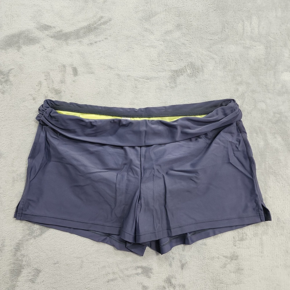 Athleta Shorts Womens L Gray Splash Swim Foldover Waist Lined Activewear Workout